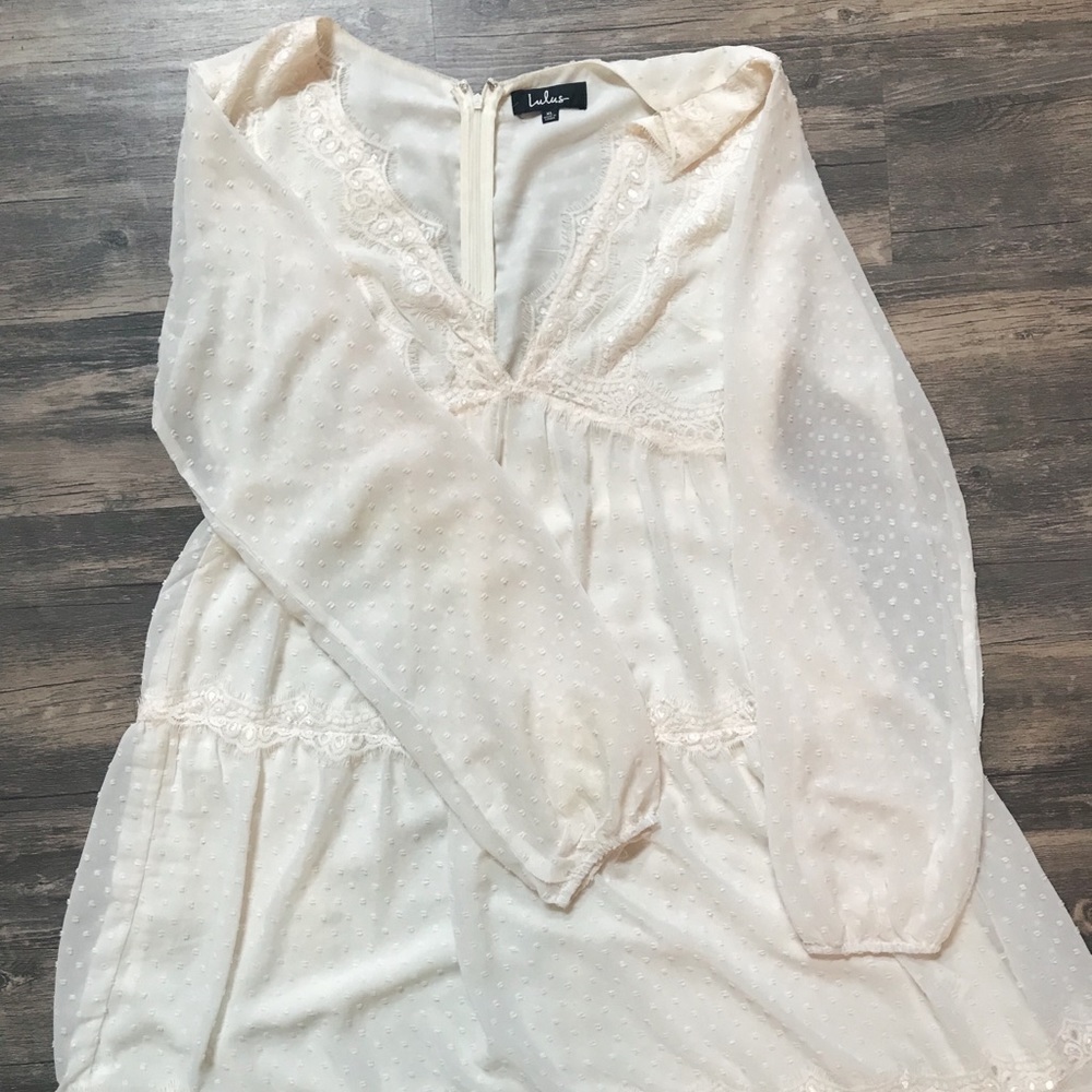 Lulu’s Wistful Moment Swiss Dot Long Sleeve Dress